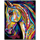 Painting by Numbers: Colorful horse portrait in Picasso style